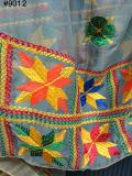 Phulkari Georgette Solid Color Phulkari Detail Dupatta Chunni Shawl #9013